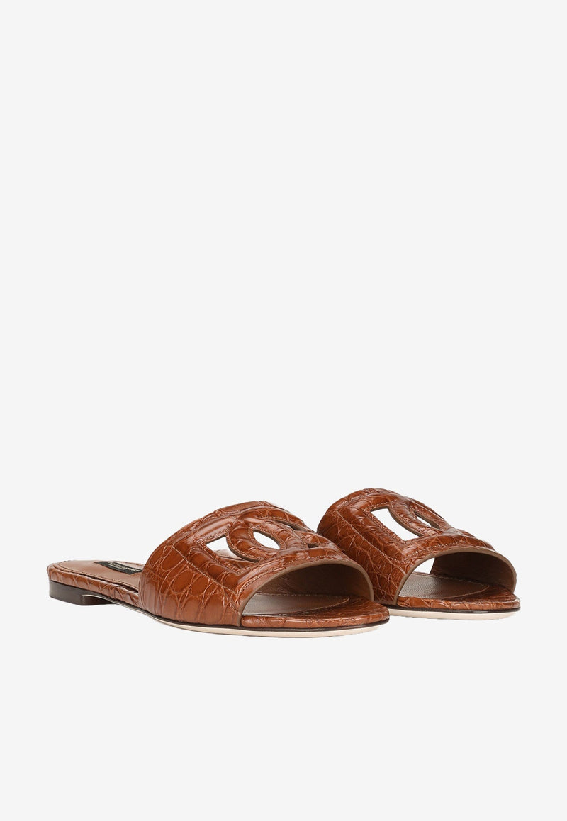 DG Millenials Fianchi Coco Crocodile Leather Slides