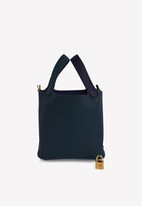 Picotin Lock 18 Tote in Vert Cypress, Blue Nuit and Black Clemence with Gold Hardware