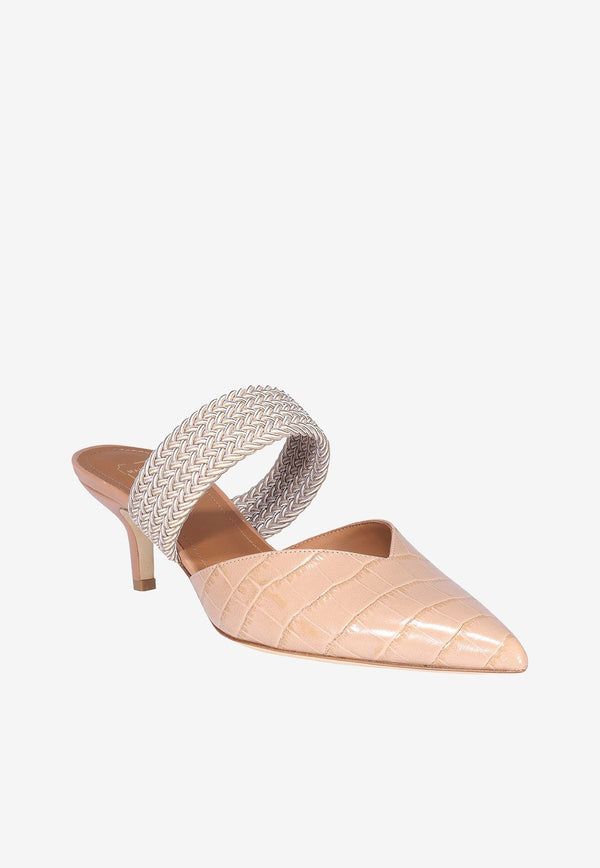 Maisie 45 Mules in Croc-Embossed Leather