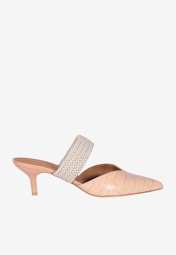 Maisie 45 Mules in Croc-Embossed Leather