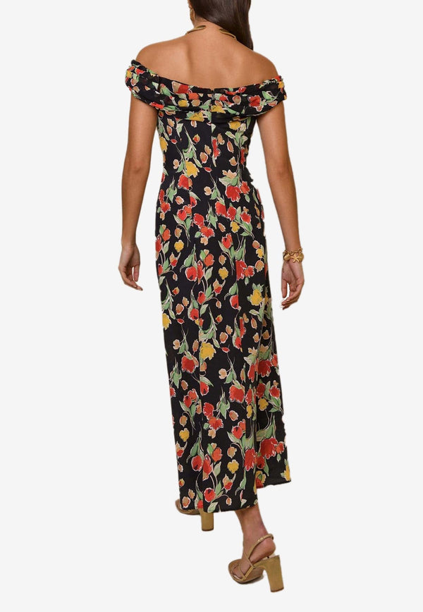 Freya Off-Shoulder Floral Print Midi Dress