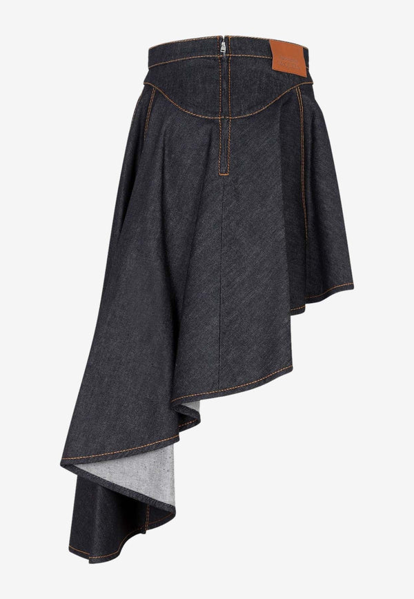 Asymmetric Midi Denim Skirt