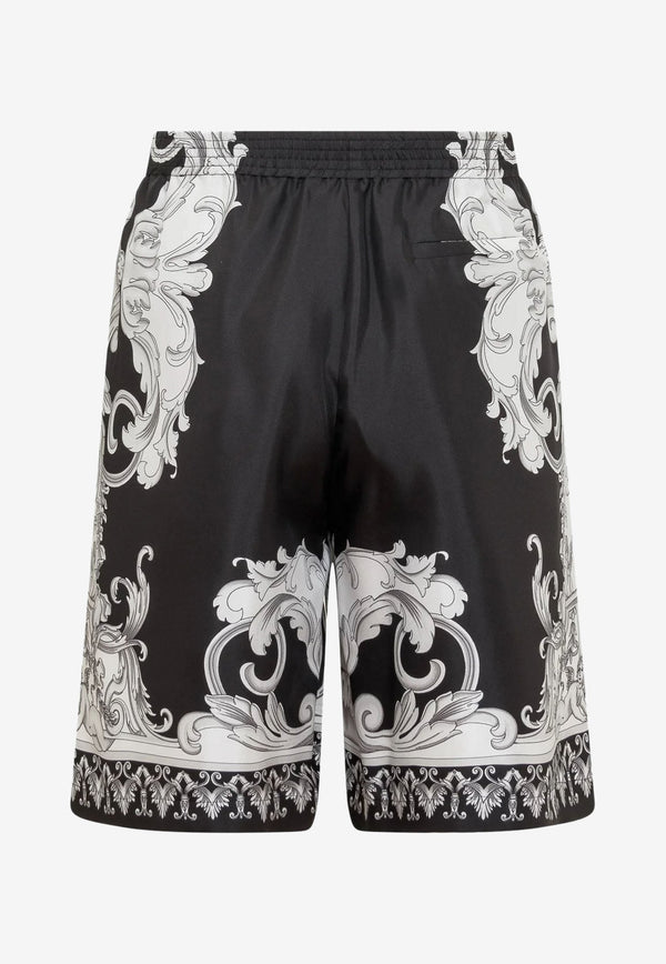 Silver Baroque Silk Shorts