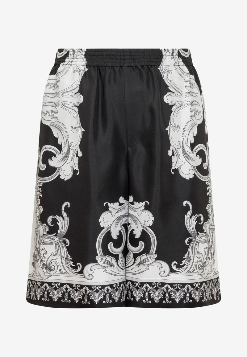 Silver Baroque Silk Shorts