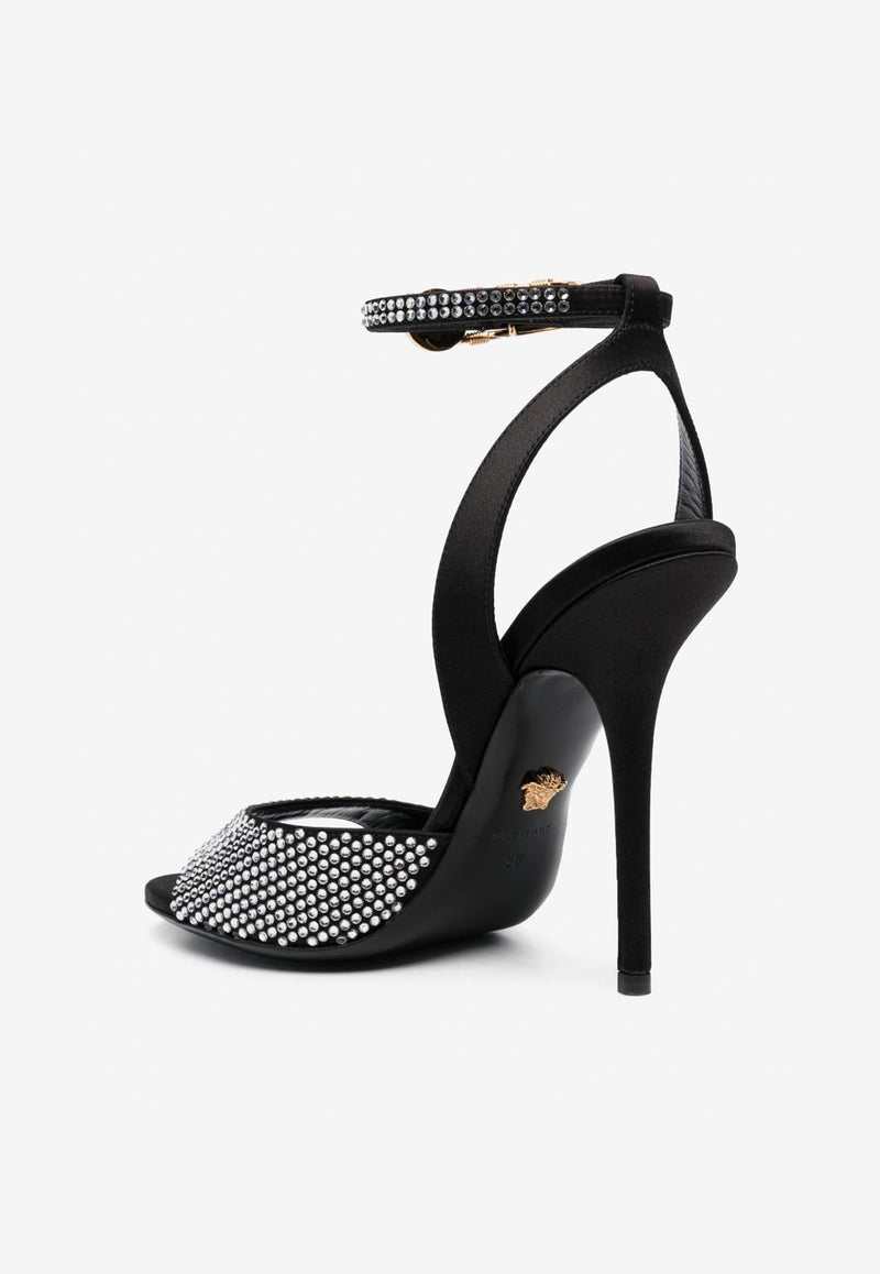 Safety Pin 110 Studded Satin Sandals