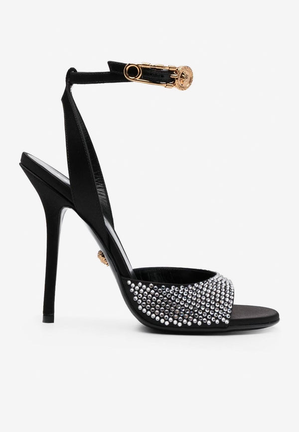 Safety Pin 110 Studded Satin Sandals