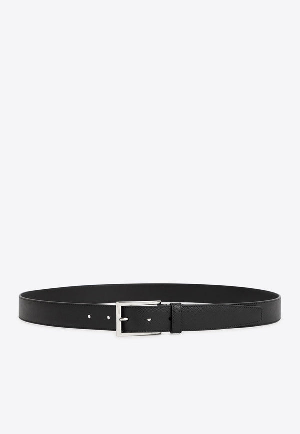 Buckle Belt in Saffiano Leather