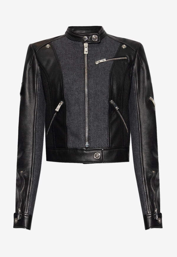 Biker Jacket in Denim and Leather