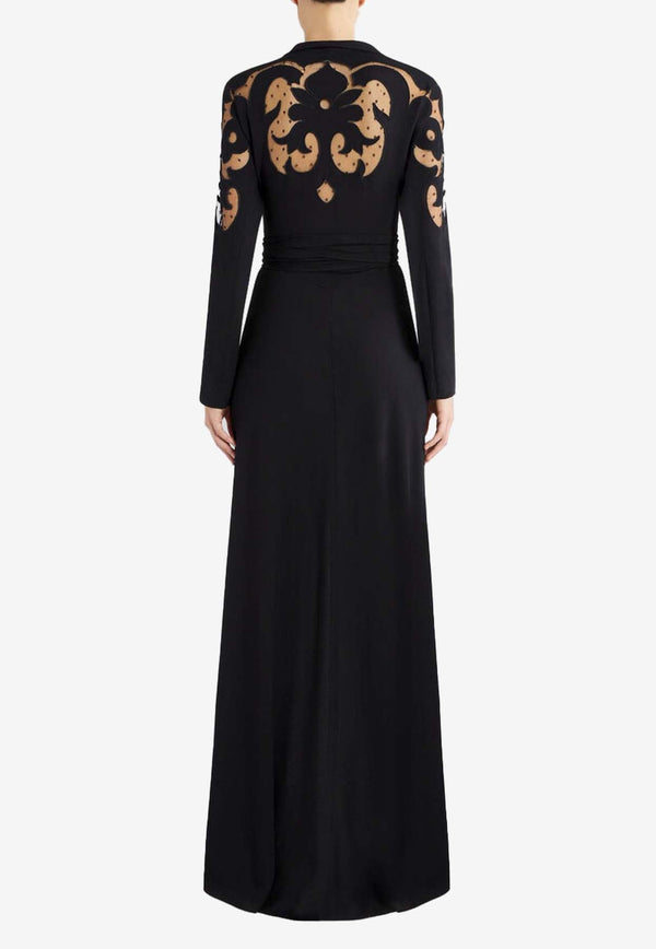 Cut-Out Embroidery Maxi Dress