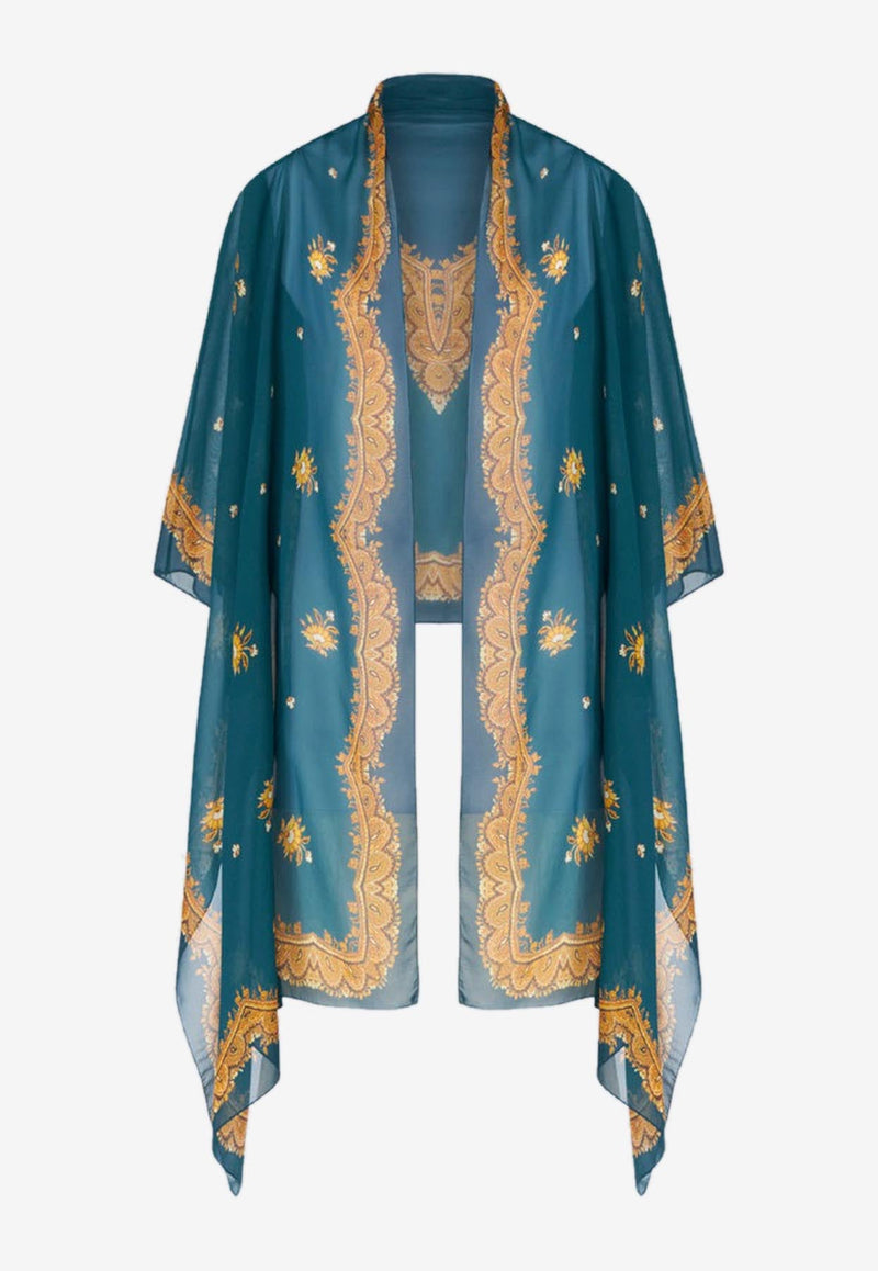 Paisley-Print Silk Shrug