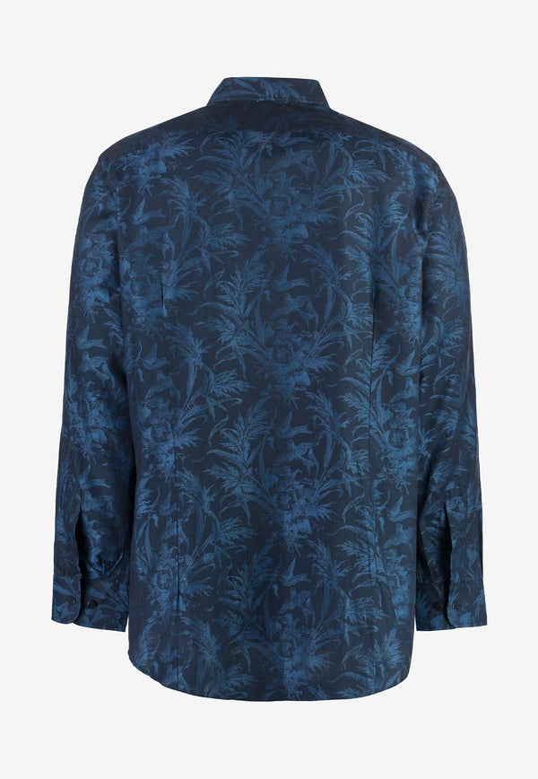 Floral Jacquard Long-Sleeved Shirt