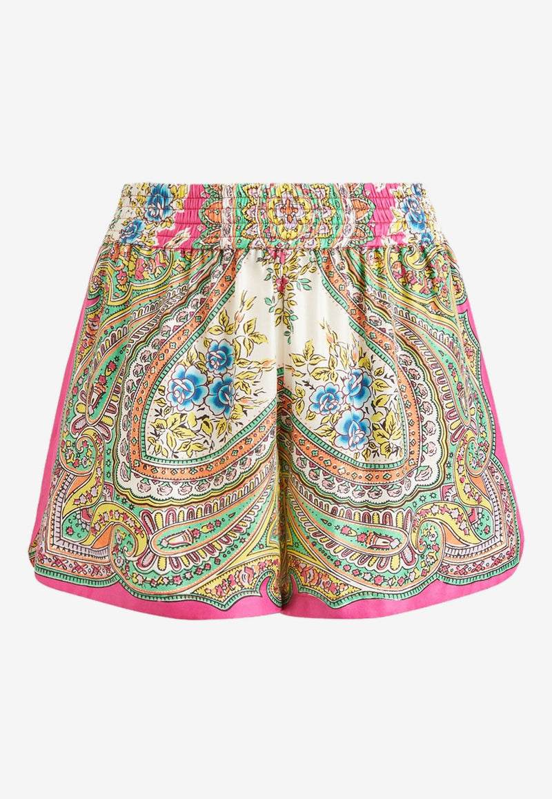 Floral Paisley Silk Shorts