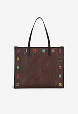 Medium Paisley Shopping Bag with Stone Embellishment