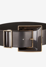 Maxi Geometric Buckle Leather Belt