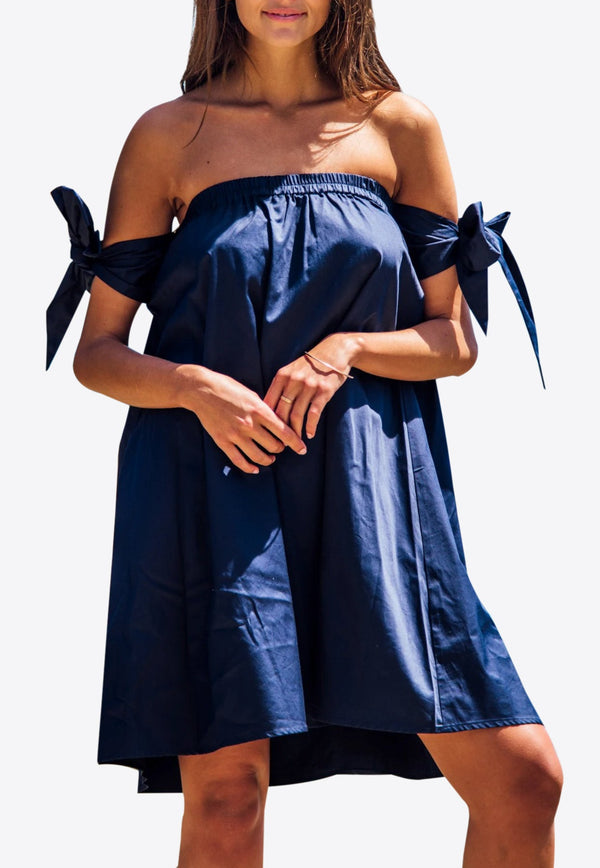 Marronnier Off-Shoulder Mini Dress with Sleeve Knots