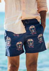All-Over Golden Embroidered Swim Shorts
