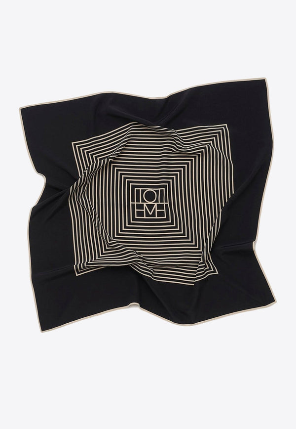 Centered Monogram Print Silk Scarf