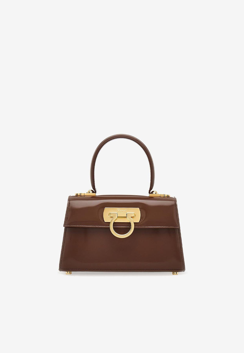 Small Iconic Top Handle Bag in Calf Leather