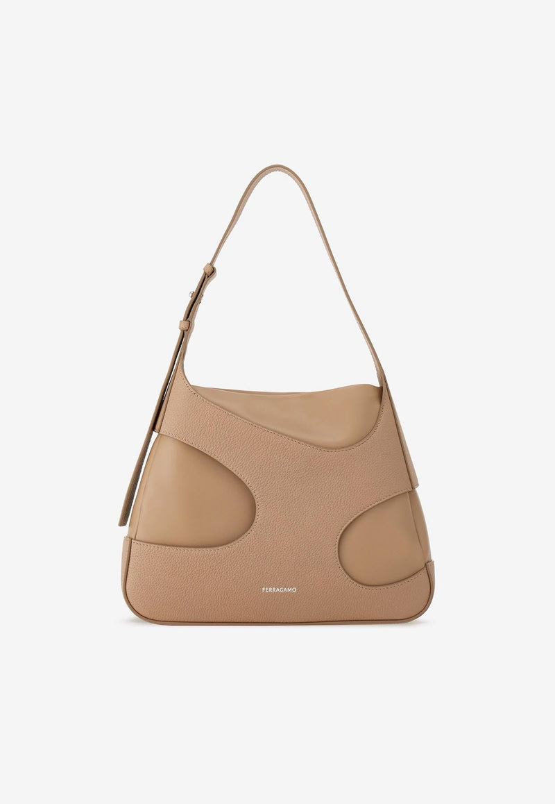 Medium Leather Shoulder Bag with Cut-Outs