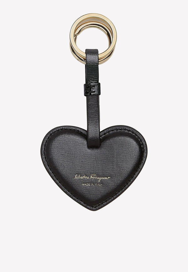 Heart Shaped Leather Keychain with Vara Bow