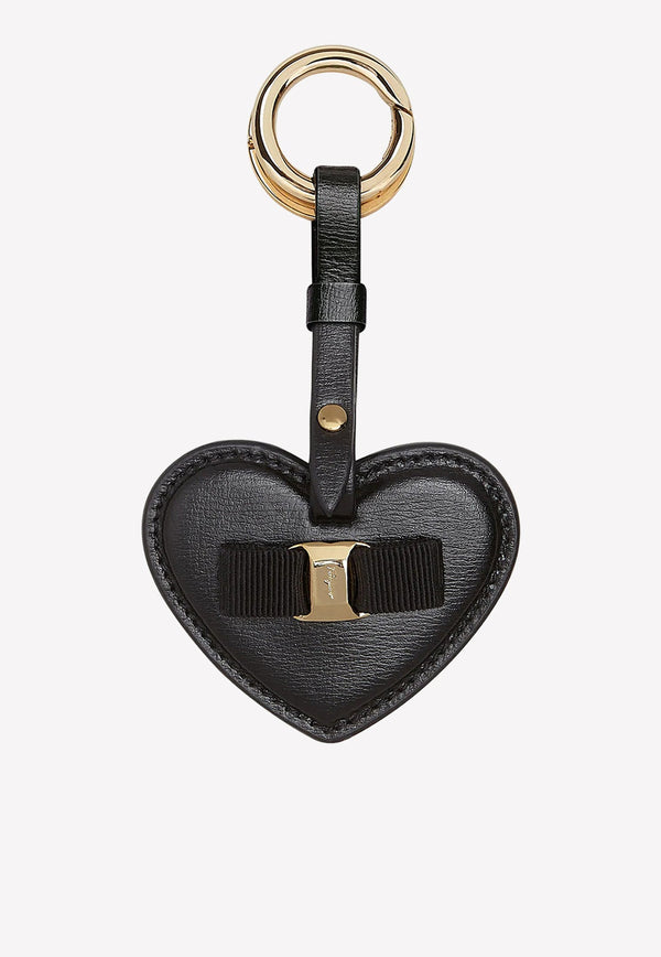 Heart Shaped Leather Keychain with Vara Bow