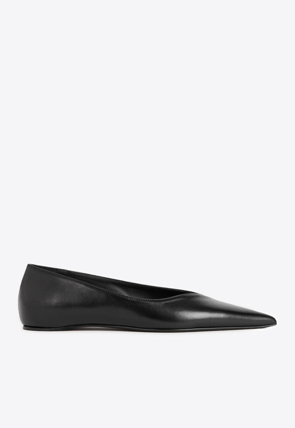 Asymmetric Leather Ballet Flats