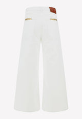 VLogo Chain Wide-Leg Jeans