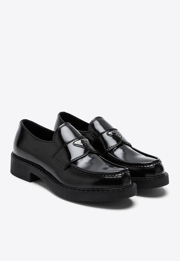 Logo Loafers in Brushed Leather
