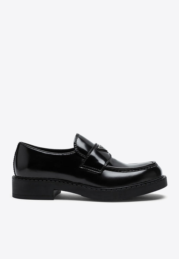 Logo Loafers in Brushed Leather