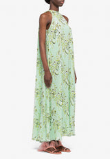 Africana Print Halterneck Silk Dress
