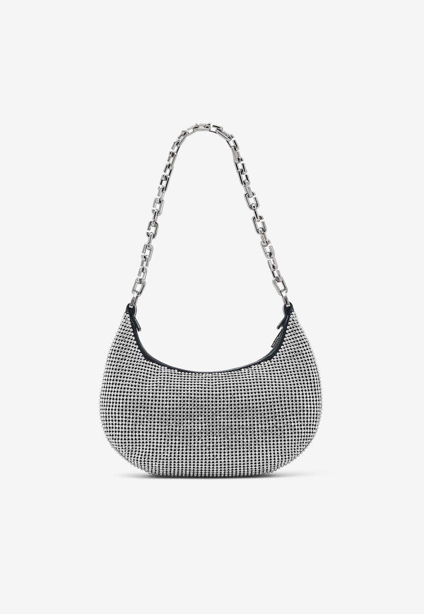 Small Curve Crystal-Embellished Shoulder Bag