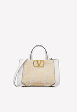 Small VLogo Beaded Tote Bag