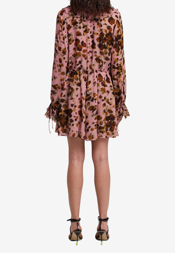 Leopard Print Ruffled Mini Dress
