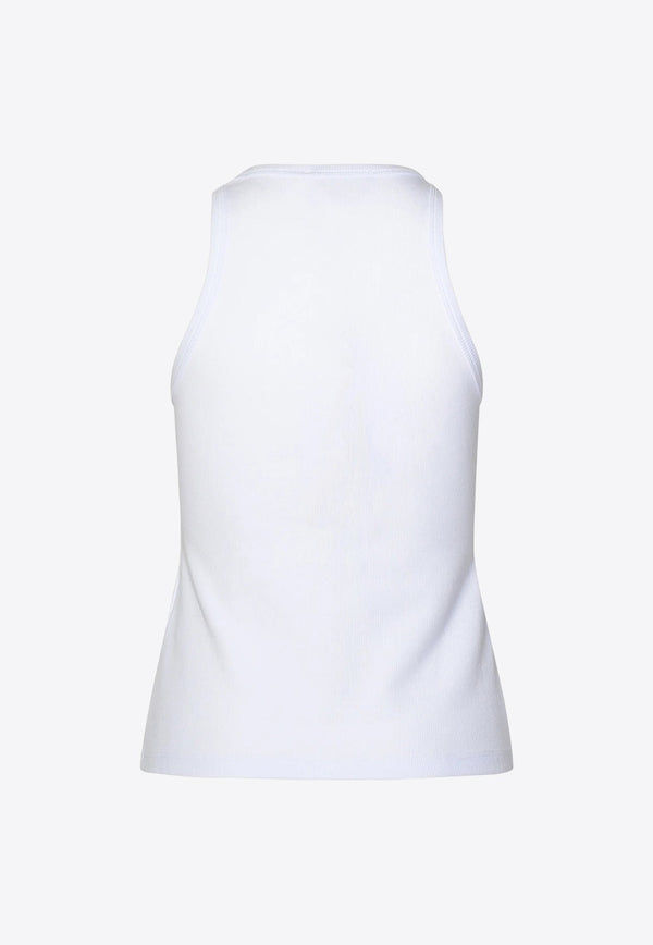 Logo Embroidered Ribbed Tank Top