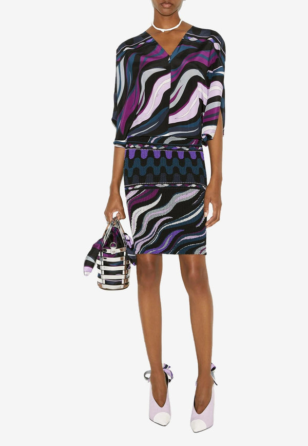 Fiamme Print Knee-Length Dress