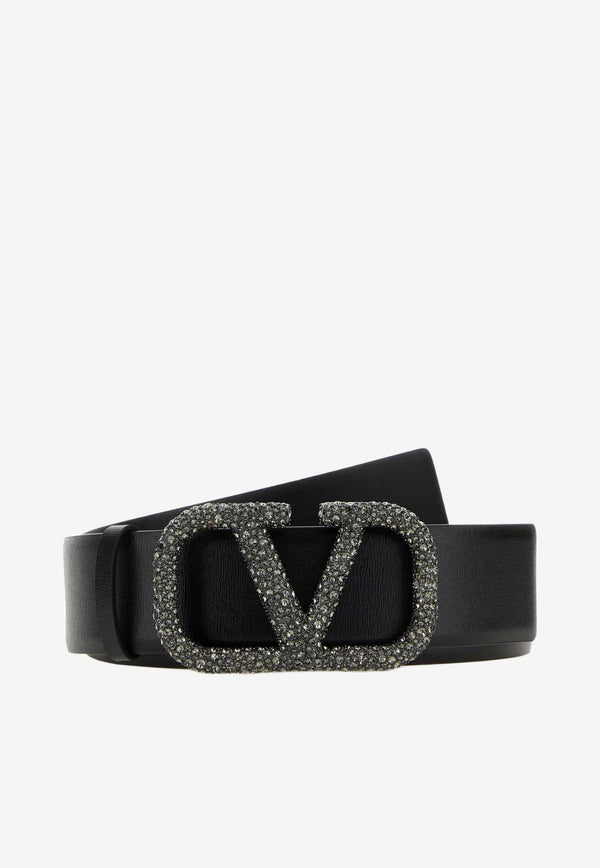 Encrusted VLogo Leather Belt
