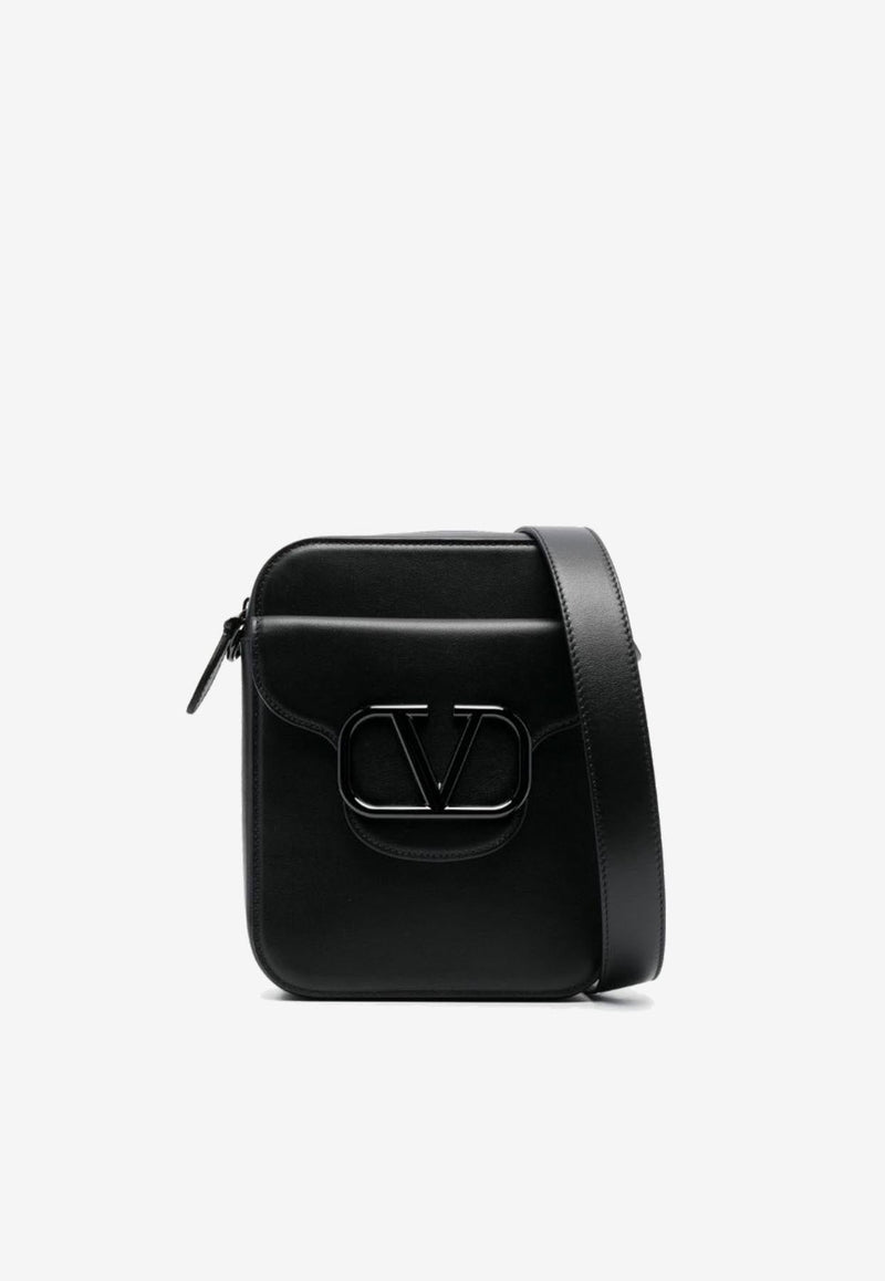 VLogo Leather Messenger Bag