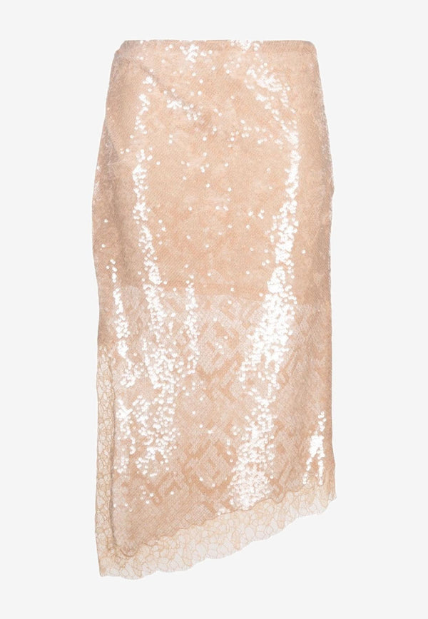 Amrita Asymmetric Sequined Midi Skirt