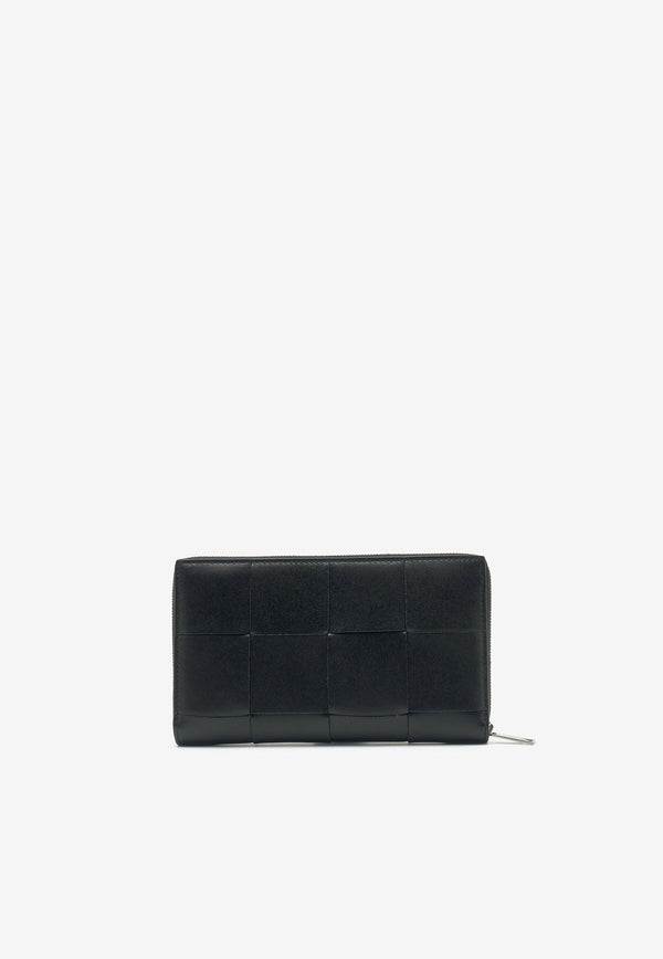 Intreccio Zip-Around Wallet in Grained Leather