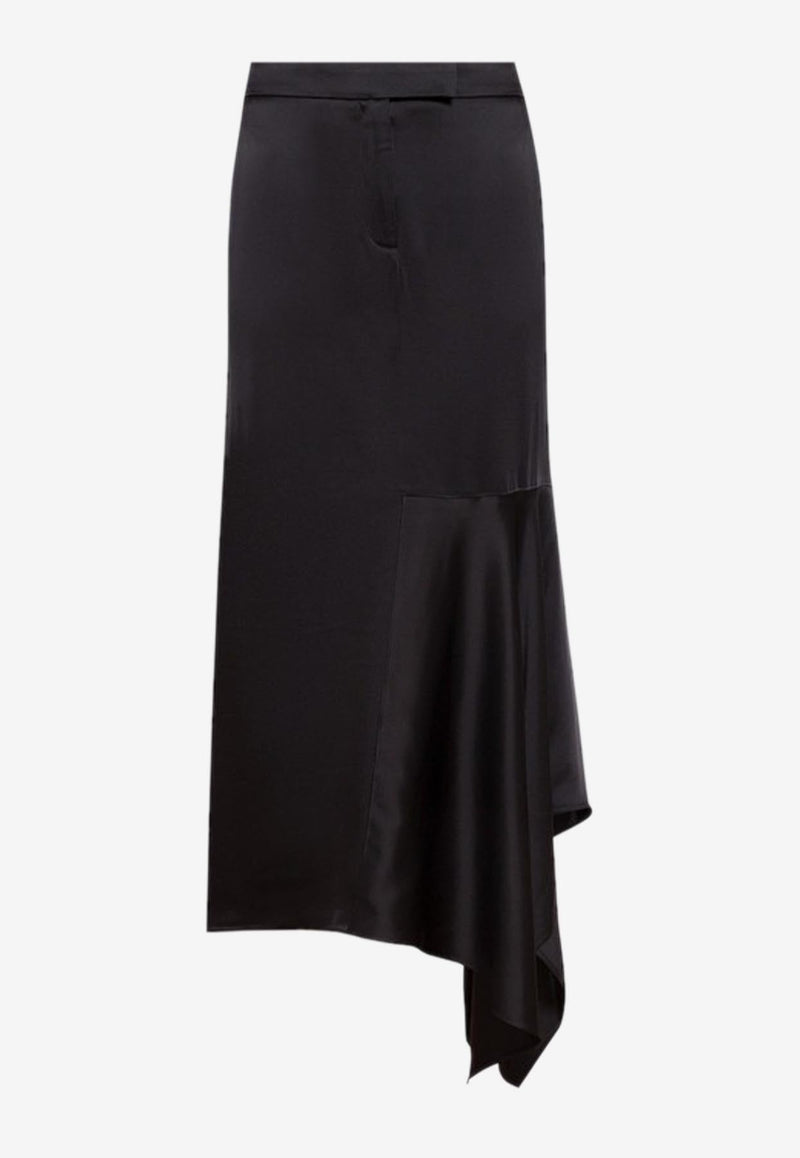 Asymmetric Midi Silk Skirt