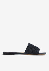 Padded Flat Sandals in Quilted Denim