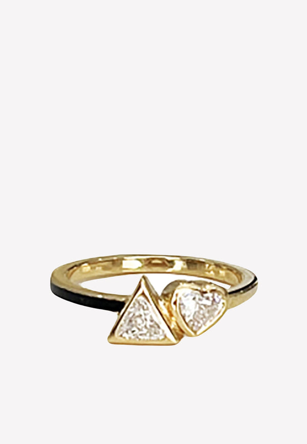 Trillion and Heart Diamond Paved Ring