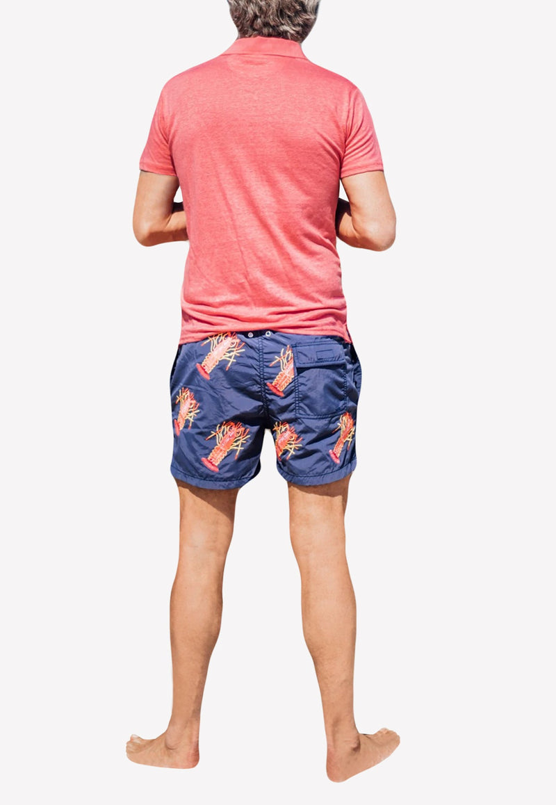 All-Over Lobster Print Swim Shorts