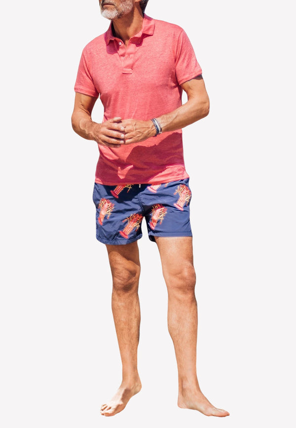 All-Over Lobster Print Swim Shorts