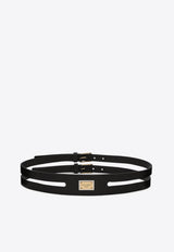 Logo Tag Double Leather Belt