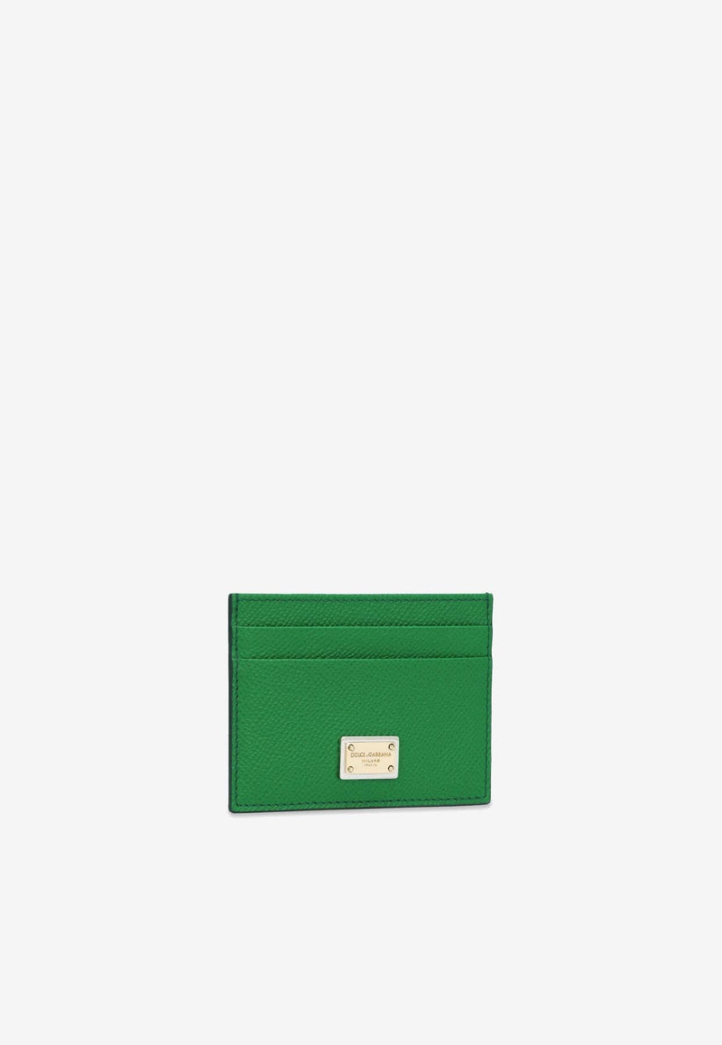 Logo Plate Cardholder in Dauphine Calf Leather