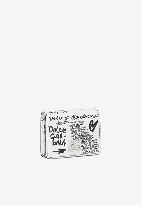 Logo Print DG Wallet in Calf Leather