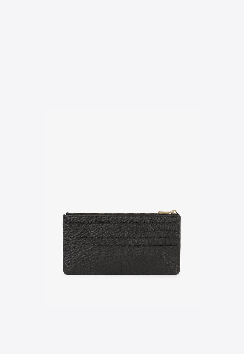 Large Logo Plaque Cardholder in Dauphine Leather