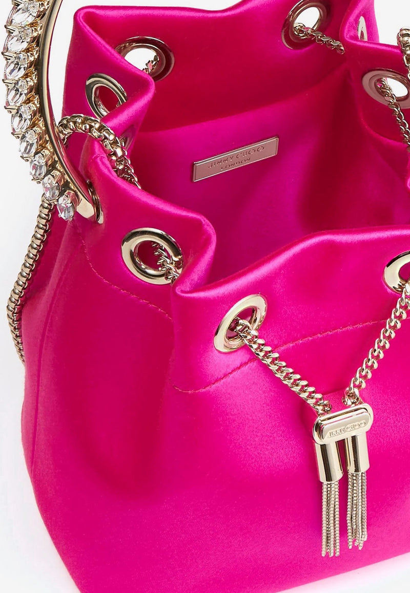 Bon Bon Crystal-Embellished Top Handle Bag in Satin