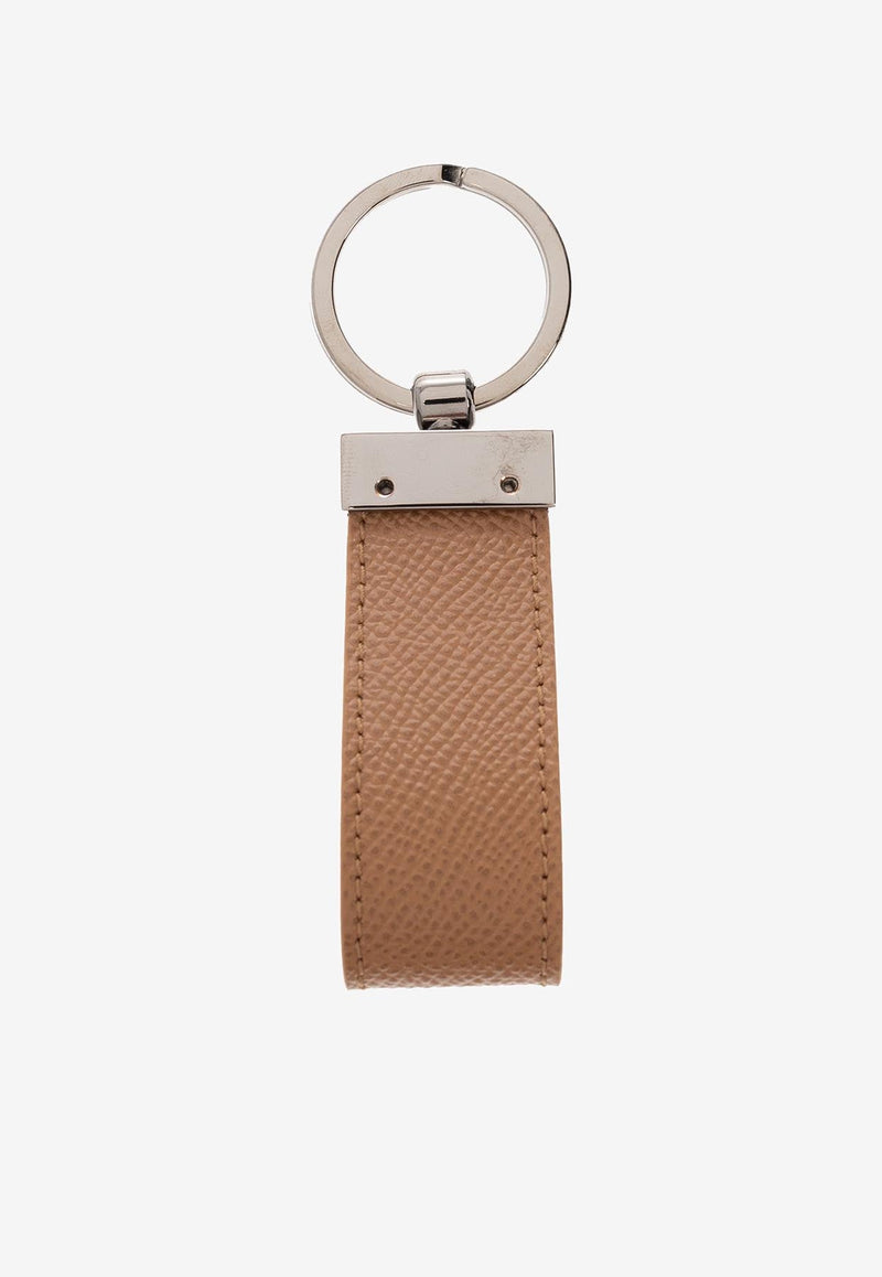 Logo Plate Leather Keyring